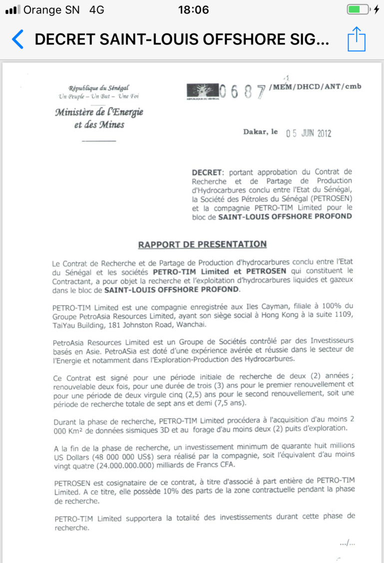 #SallGate: le Pds entre dans la danse et publie les décrets d’approbation de Saint-Louis Offshore et de Cayar #SallGate: le Pds entre dans la danse et publie les décrets d’approbation de Saint-Louis Offshore et de Cayar