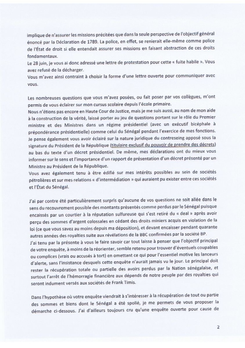 Affaire Sall - Timis : Abdoul Mbaye écrit une lettre corsée au chef de la DIC Affaire Sall - Timis : Abdoul Mbaye écrit une lettre corsée au chef de la DIC