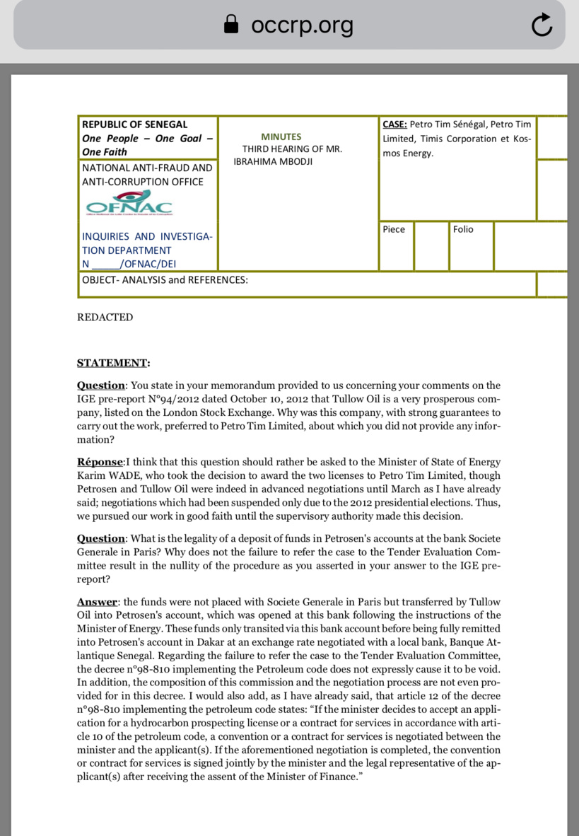 L’Organized Crime and Corruption Reporting Project (OCCRP) passe l’affaire Petro-Tim au peigne fin (Documents exclusifs) L’Organized Crime and Corruption Reporting Project (OCCRP) passe l’affaire Petro-Tim au peigne fin (Documents exclusifs)