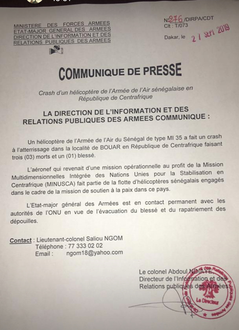 URGENT - Lé Crash d’un hélicoptère militaire de l’armée sénégalaise fait 3 morts URGENT - Lé Crash d’un hélicoptère militaire de l’armée sénégalaise fait 3 morts