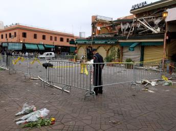 Le café Argana à Marrakech après l'attentat du 29 avril 2011 qui a tué 17 personnes. Reuters/Youssef Boudlal