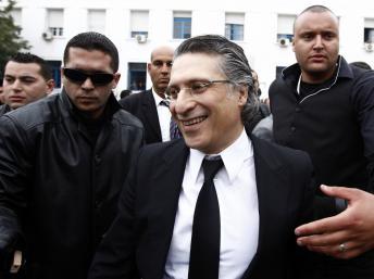 Nabil Karoui, directeur de la station de télévision Nessma TV à la sortie de l'audience, Tunis, le 19 avril 2012. REUTERS/Anis Mili