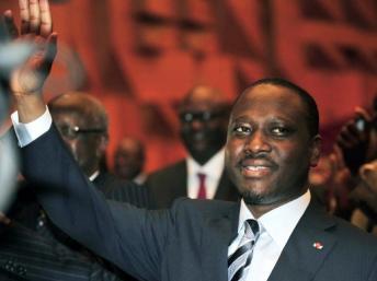 Le nouveau président du Parlement ivoirien Guillaume Soro, après son élection, le 12 mars 2012 à Yamoussoukro. AFP / Sia Kambou