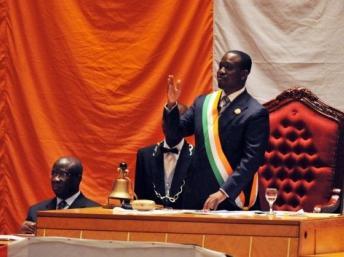 Le Premier ministre Guillaume Soro a délivré un discours empreint de solennité, mercredi 25 avril, à Yamoussoukro. AFP PHOTO/SIA KAMBOU
