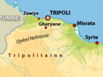 A Tripoli, l'attaque du siège du gouvernement par des ex-rebelles a fait deux morts ce mardi 8 mai 2012. Carte : RFI