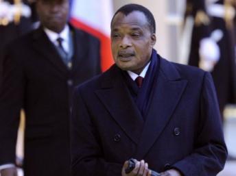 Le président de la République du Congo, Denis Sassou Nguesso, Palais de l'Élysée, 8 février 2012. © AFP/Eric Feferberg