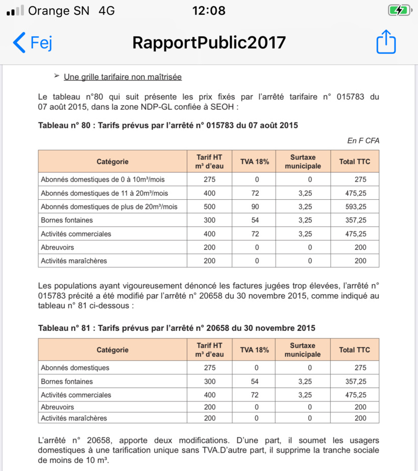 Cour des Comptes sur l'OFOR: Pourquoi l’eau est plus chère dans les zones rurales qu’en milieu urbain Cour des Comptes sur l'OFOR: Pourquoi l’eau est plus chère dans les zones rurales qu’en milieu urbain