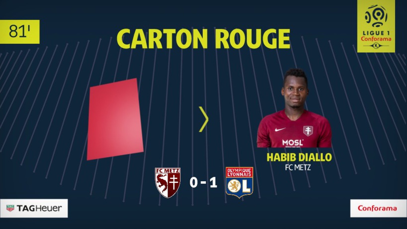 #Ligue1 - Lyon s’impose dans la confusion à Metz, Habib Diallo expulsé pour avoir giflé Marçal