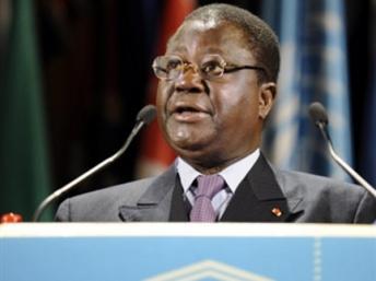 L'ancien président ivoirien Henri Konan Bédié, chef de file du PDCI, estime que son parti est lésé dans la gestion du pouvoir (Photo : Bertrand Guay/AFP)