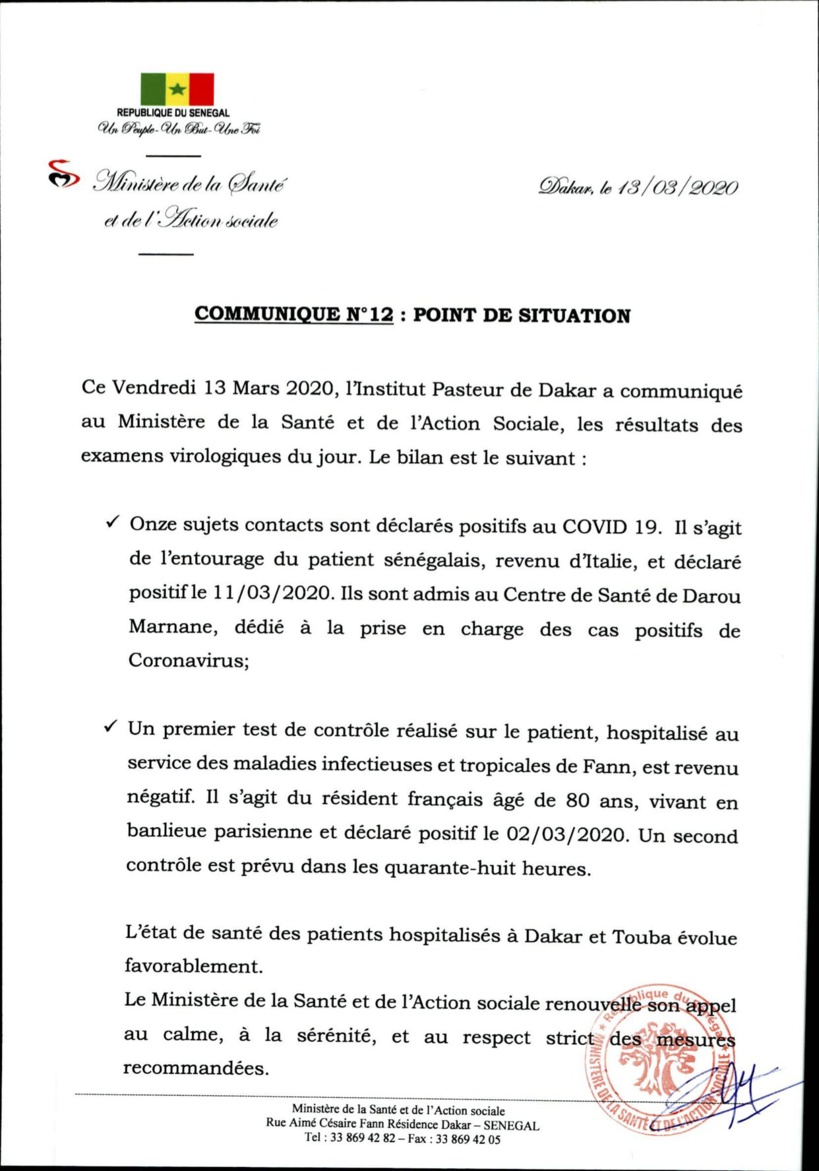 Le ministère de la Santé confirme 11 nouveaux cas positifs au Covid-19 Le ministère de la Santé confirme 11 nouveaux cas positifs au Covid-19