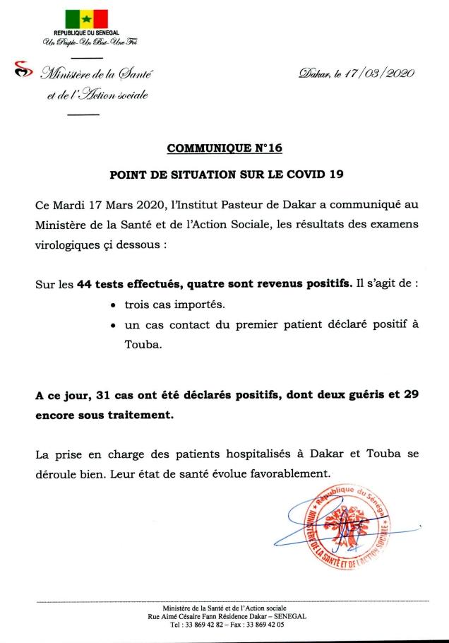 Point Coronavirus du mardi 17 mars  2020: le ministère de la Santé annonce 4 nouveaux cas positifs
