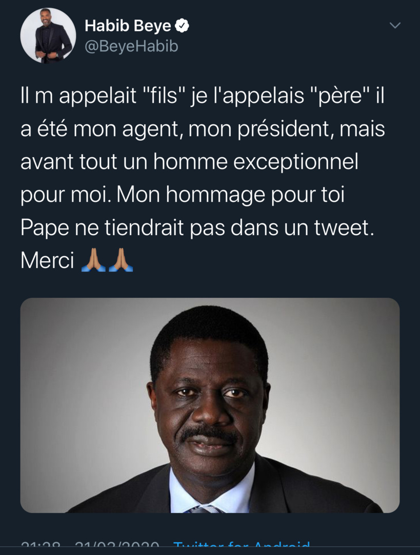 Décès de Pape Diouf: Habib pleure un « père » Décès de Pape Diouf: Habib pleure un « père »