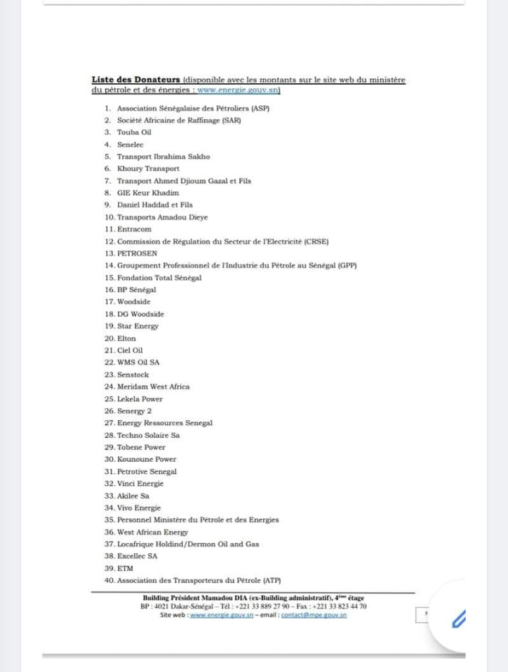 Force Covid-19: Le ministre du Pétrole Makhtar Cissé débloque plus d'un (1) milliard 