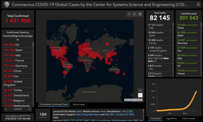 Coronavirus: la situation dans le monde, prés de 2000 morts aux Etats Unis en 24 heures
