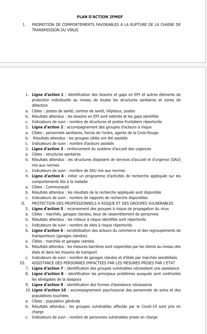 Lutte contre le Covid19 : Le Front « Fagaru Moo Gen Faju » s’engage et met en place un plan d’actions sur fonds propre