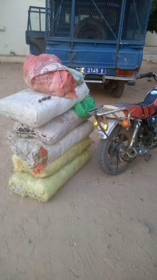 Kolda: la gendarmerie arrête une moto avec 5 boules haschisch dans des sacs de riz 