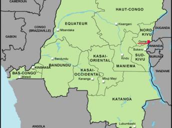 Carte de la République démocratique du Congo et de la région du Kivu. D.R.