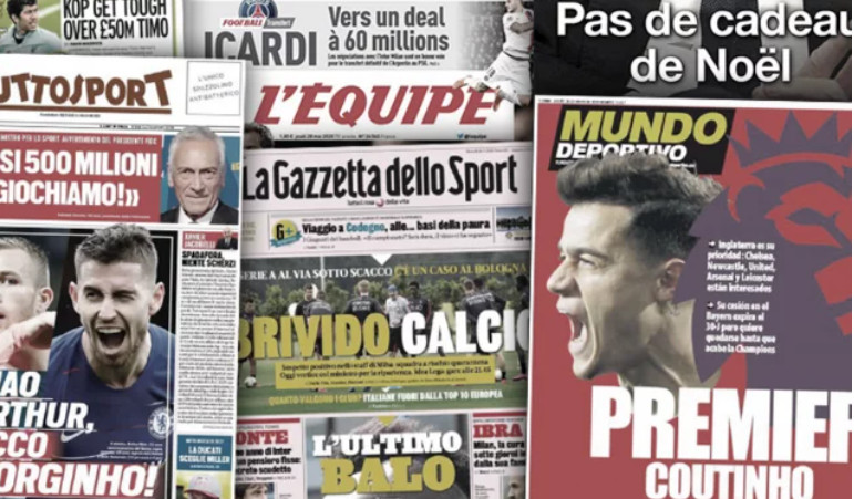 Six clubs s'arrachent Philippe Coutinho, un test positif fait paniquer toute l'Italie