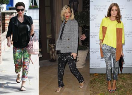 Rihanna, Olivia Palermo, Dannii Minogue : elles craquent sur le pantalon imprimé