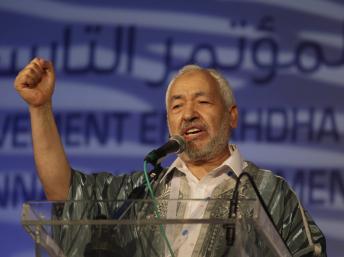 Rached Ghannouchi, lors de sa reconduction à la tête du parti Ennahda, le 16 juillet 2012.