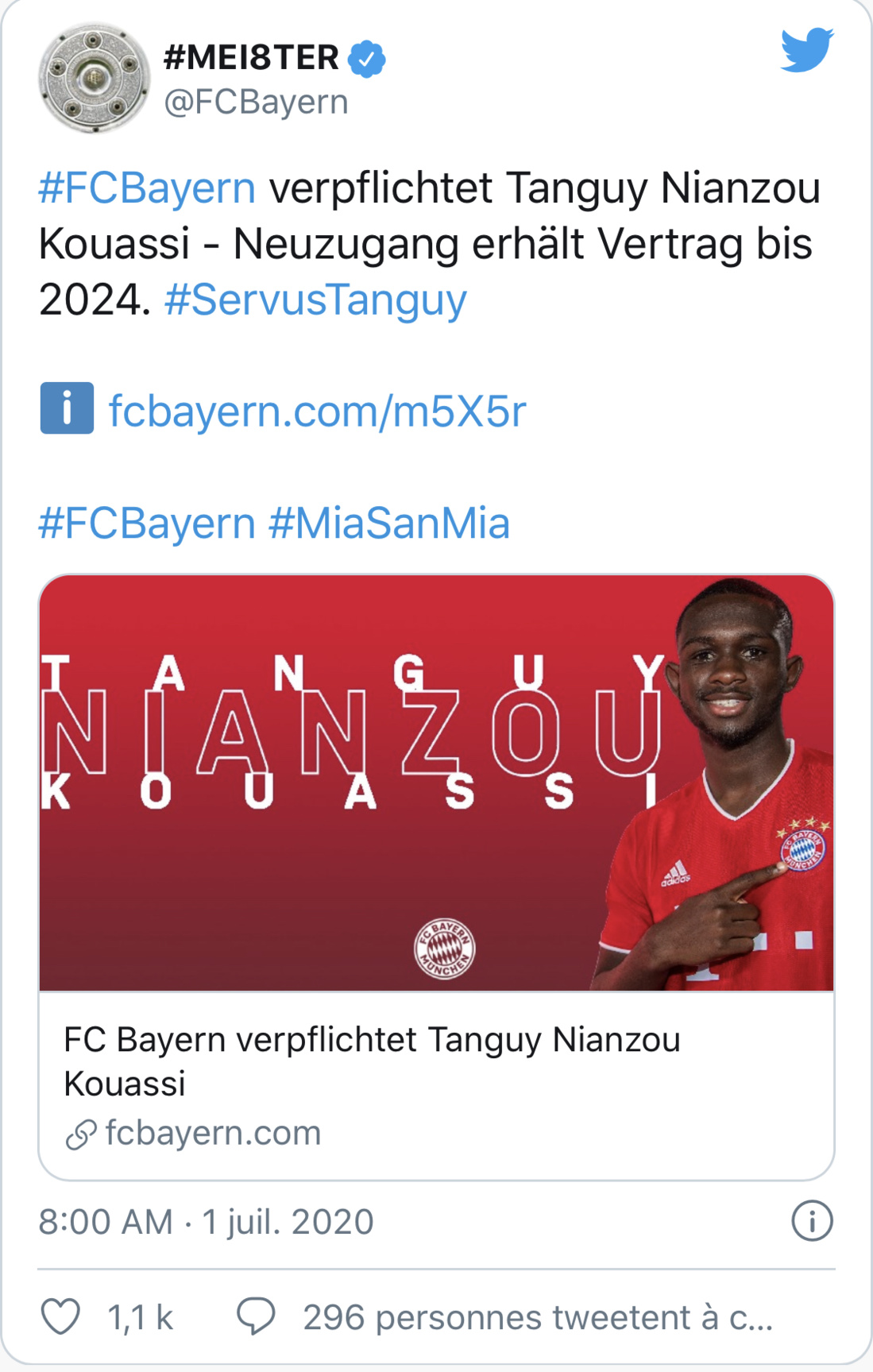 Officiel ! Tanguy Kouassi signe au Bayern Officiel ! Tanguy Kouassi signe au Bayern