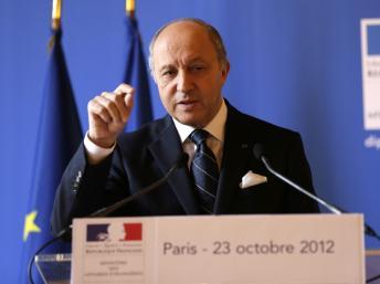 Conférence de presse de Laurent Fabius au Quai d'Orsay, le 23 octobre 2012.