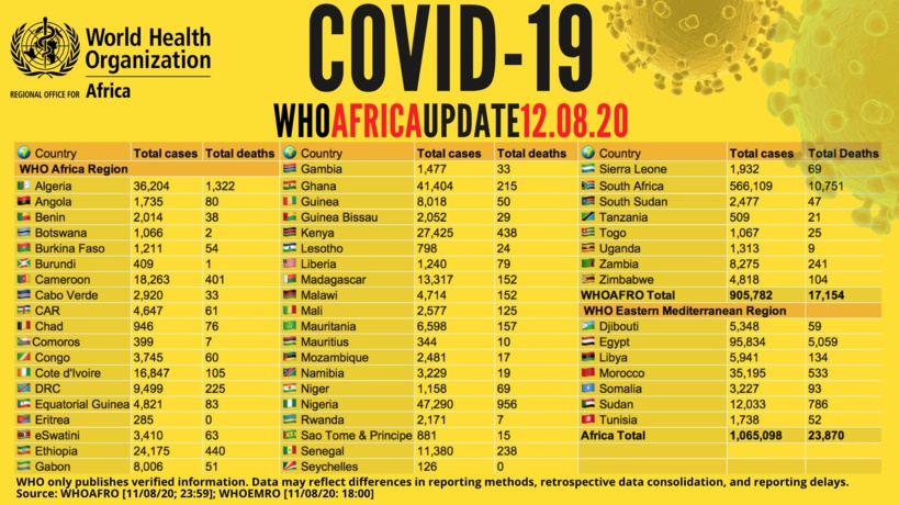 Coronavirus en Afrique: Plus de 1.000.000 de cas recensés avec 23 000 décès signalés