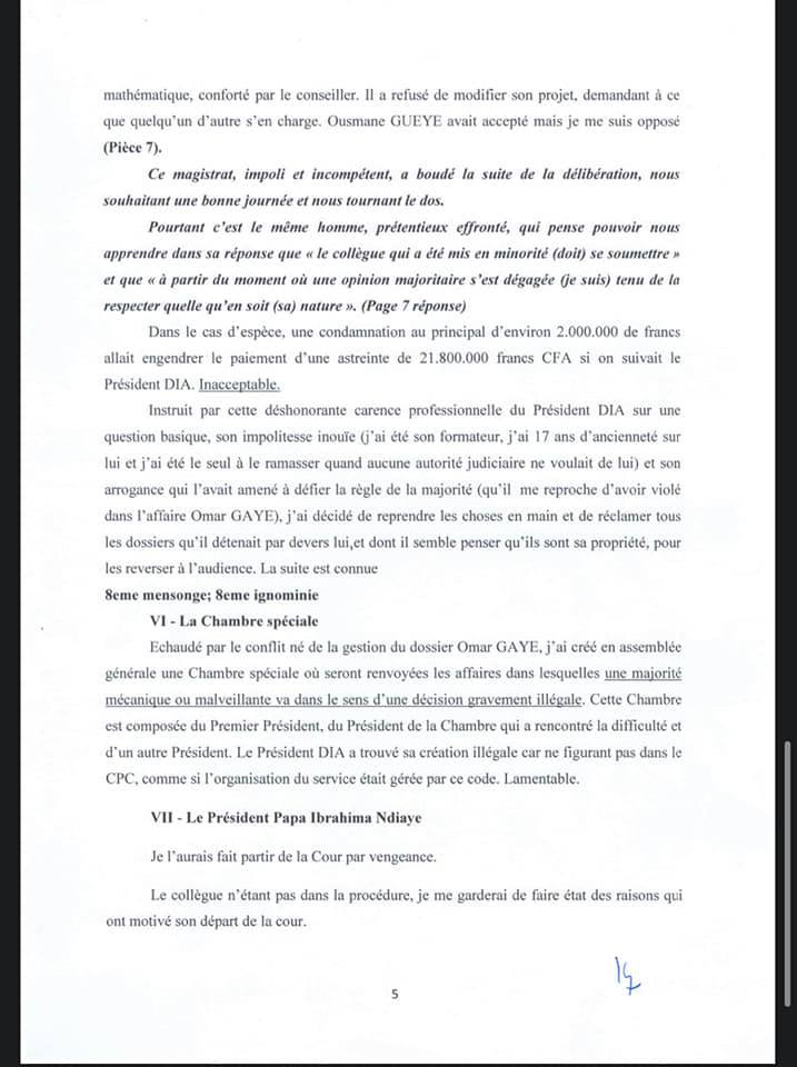 Vidéo - Le premier président de la Cour d'Appel de Kaolack répond aux accusations de corruption du magistrat Yaya Amadou Dia