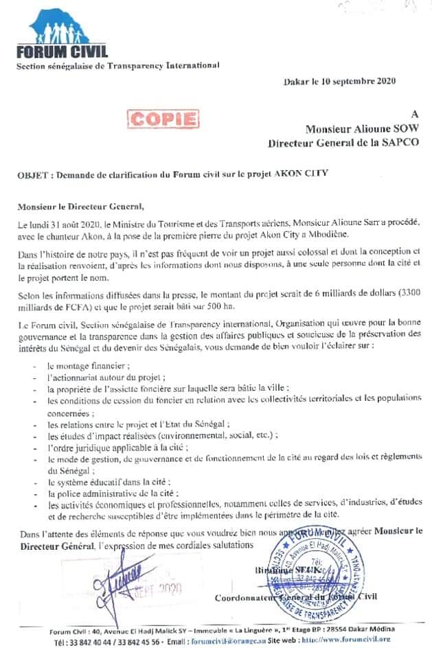 Akon City : le Forum civil interpelle le ministre du Tourisme et la Sapco