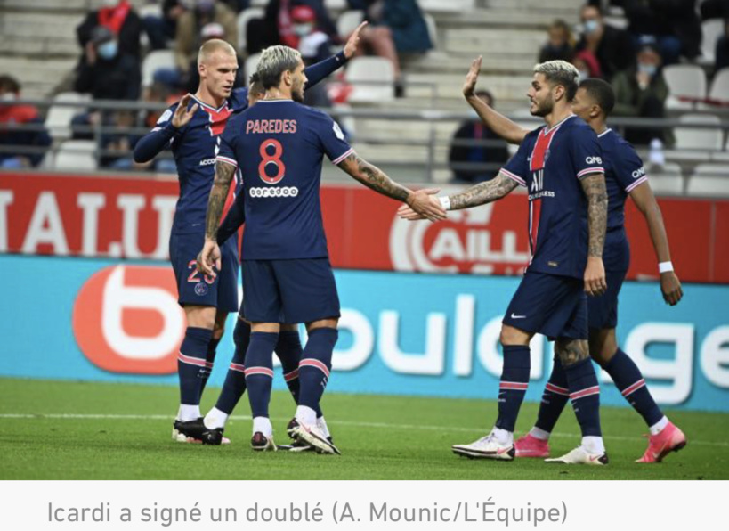 Ligue 1 : le PSG gagne aisément à Reims et poursuit sa remontée grâce à Icardi