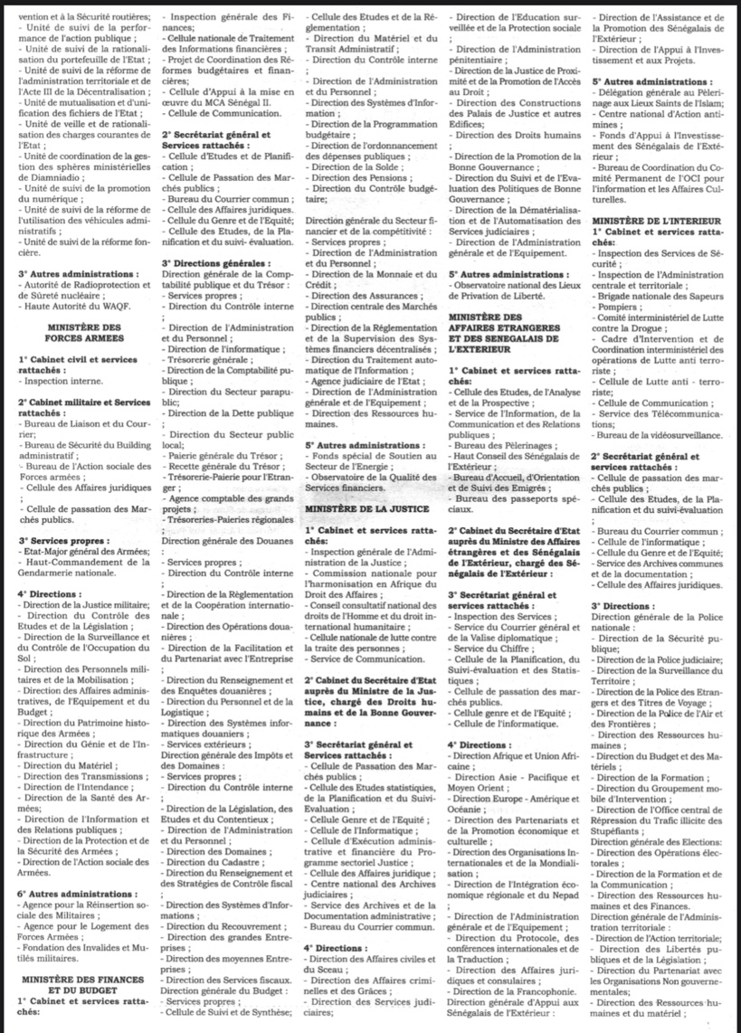 Répartition des services de l’Etat: le gros du pouvoir concentré à Présidence Répartition des services de l’Etat: le gros du pouvoir concentré à Présidence