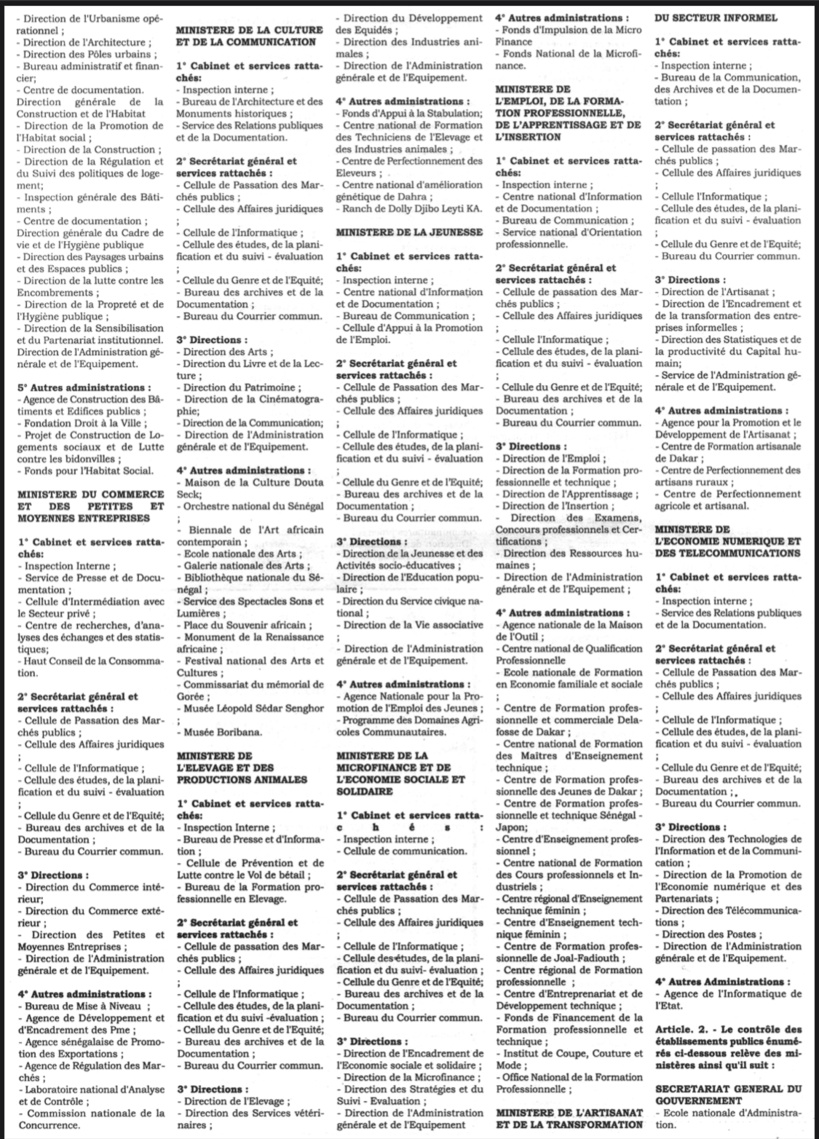 Répartition des services de l’Etat: le gros du pouvoir concentré à Présidence