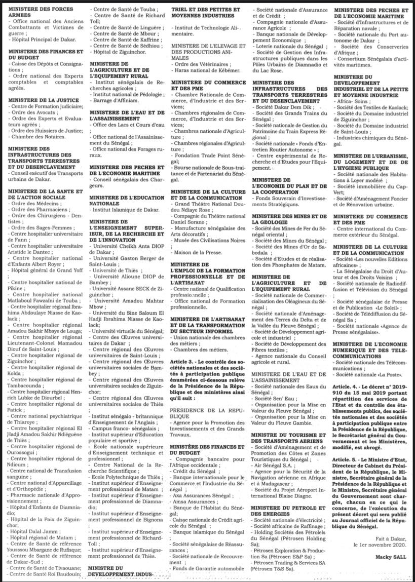 Répartition des services de l’Etat: le gros du pouvoir concentré à Présidence Répartition des services de l’Etat: le gros du pouvoir concentré à Présidence