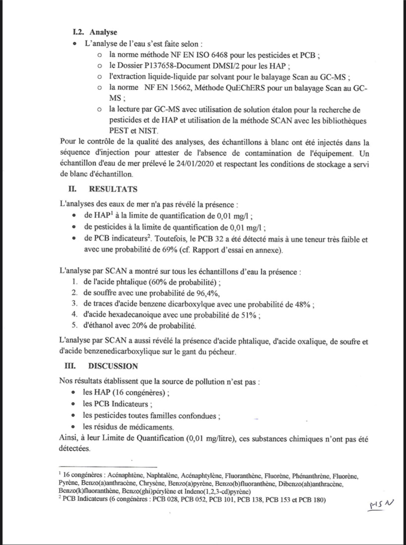 Les analyses effectuées sur les prélèvements en mer écartent la thèse de la pollution chimique et soupçonnent les filets des pêcheurs (Document)
