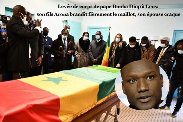 Levée de corps de Pape Bouba Diop à Lens: son fils Arona brandit fièrement le numéro 19, son épouse craque