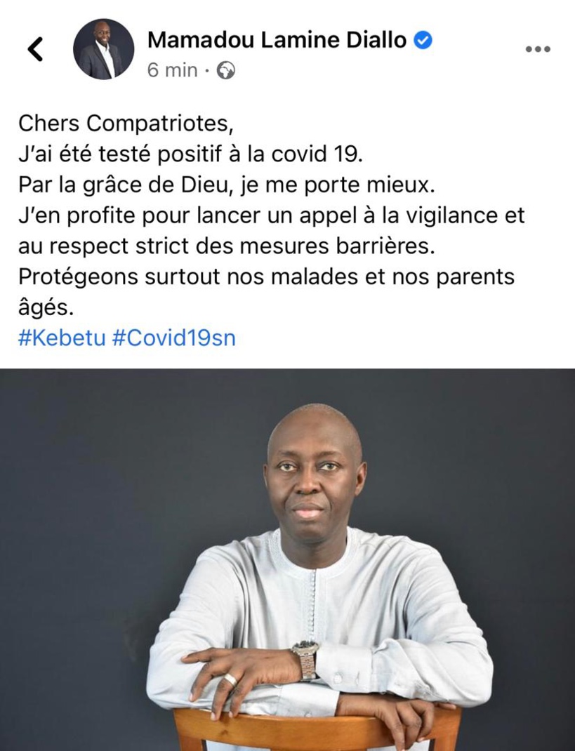 Covid-19 : le député Mamadou Lamine Diallo testé positif Covid-19 : le député Mamadou Lamine Diallo testé positif