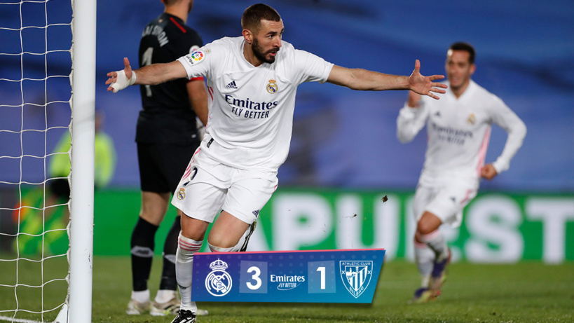 Auteur d'un doublé, Karim Benzema porte le Real Madrid face à l'Athletic Bilbao Auteur d'un doublé, Karim Benzema porte le Real Madrid face à l'Athletic Bilbao