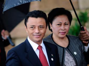 Le président malgache Marc Ravalomanana en exil en Afrique du Sud, à Pretoria, le 9 mai 2009.