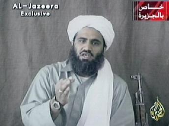 Le gendre d'Oussama Ben Laden Souleymane Abou Ghaith, capture d'écran d'une vidéo diffusée par Al -Jazeera, le 13 otobre 2001.
