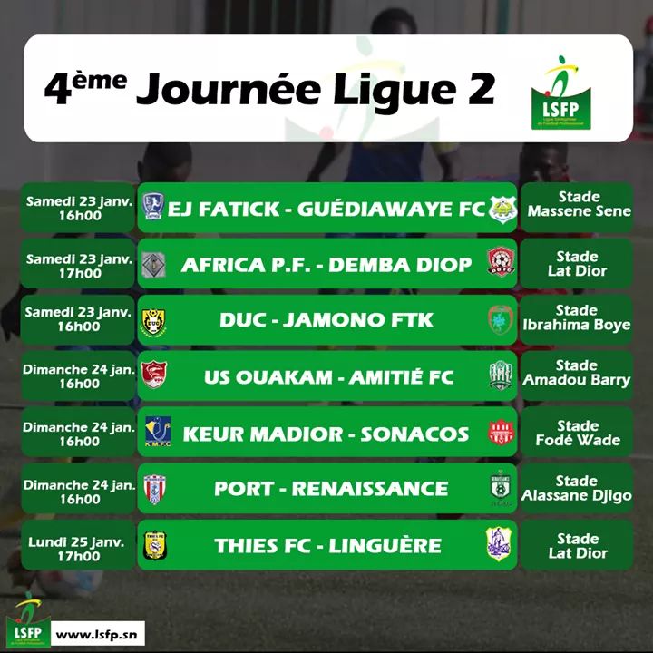 #FootlocalSn - En images...le programme des 4émes journées de Ligue 1 et Ligue 2