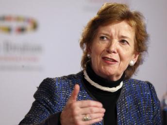 L'ancienne président irlandaise Mary Robinson est désormais l'envoyée spéciale de l'ONU dans la région des Grands Lacs. AFP PHOTO/JUSTIN TALLIS