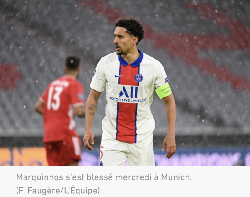 Marquinhos devrait manquer le retour entre le PSG et le Bayern Marquinhos devrait manquer le retour entre le PSG et le Bayern