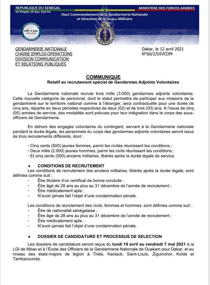 La Gendarmerie nationale va recruter 3000 volontaires
