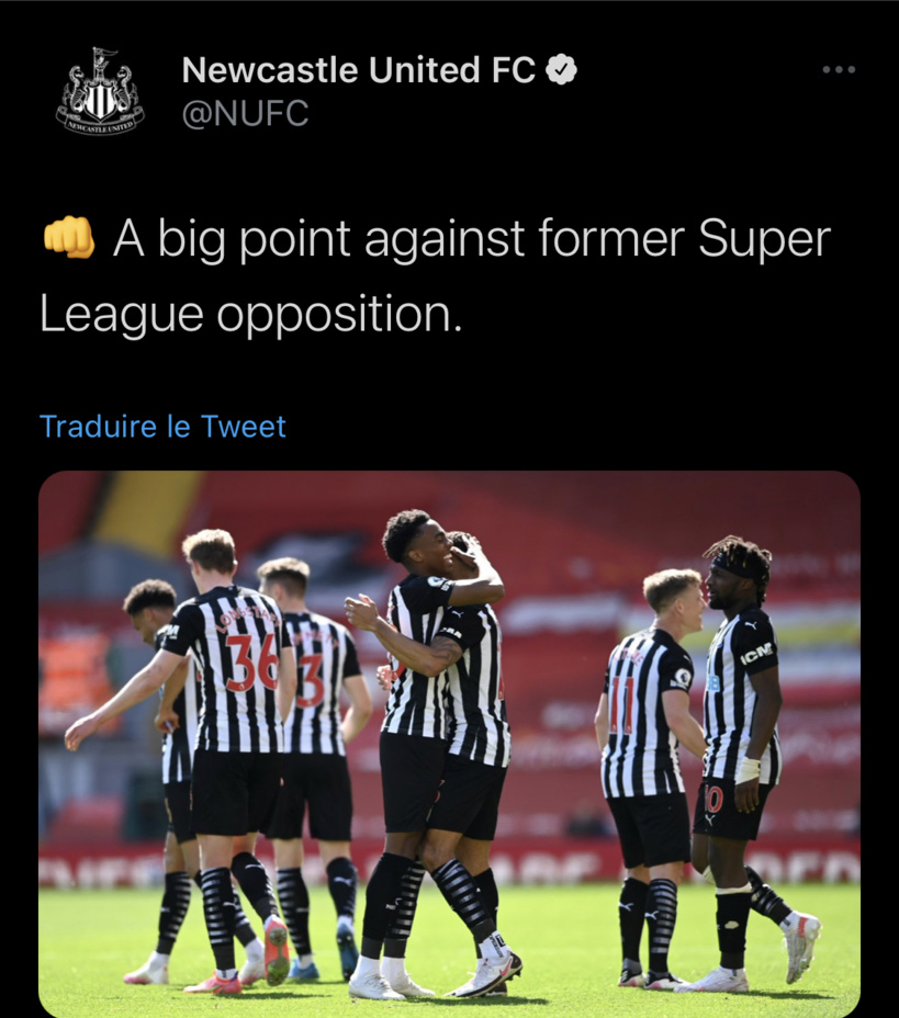 Premier League: Newcastle chambre Liverpool après bavoir décroché un nul à Anfield