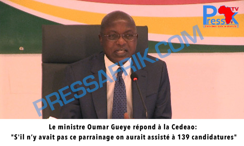 Le ministre Oumar Gueye répond à la Cedeao: "S'il n’y avait pas ce parrainage on aurait assisté à 139 candidatures" Le ministre Oumar Gueye répond à la Cedeao: "S'il n’y avait pas ce parrainage on aurait assisté à 139 candidatures"