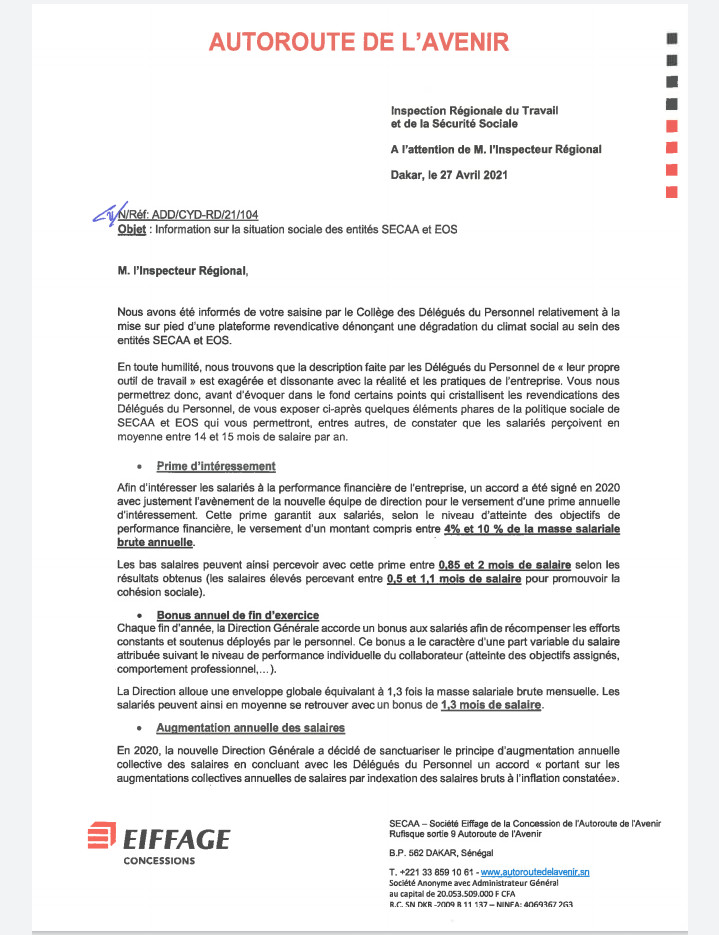 Grève des délégués du personnel de l’Autoroute à péage : le directeur Xavier Idier brandit des éléments phares de sa politique sociale