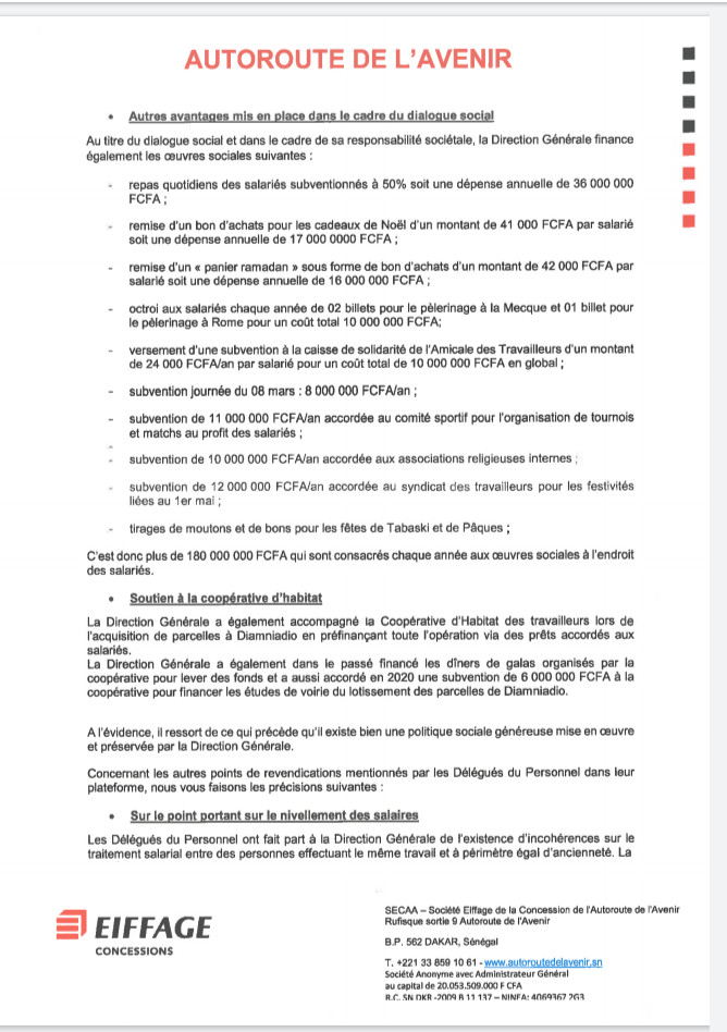 Grève des délégués du personnel de l’Autoroute à péage : le directeur Xavier Idier brandit des éléments phares de sa politique sociale