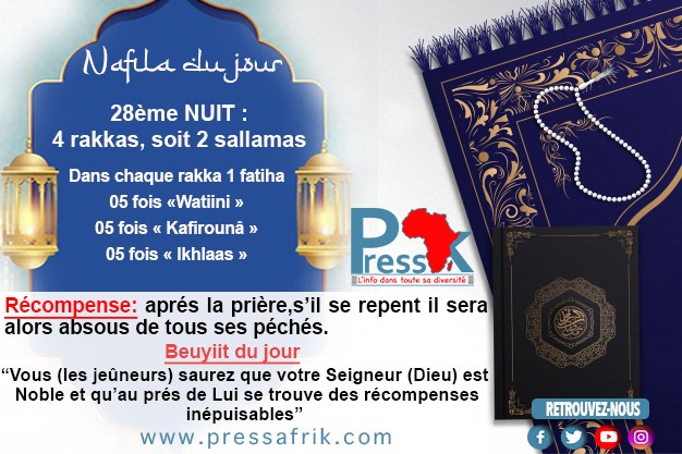 Ramadan-Nafila de la 28ème NUIT : 4 rakkas pour être "absous de tous ses péchés"
