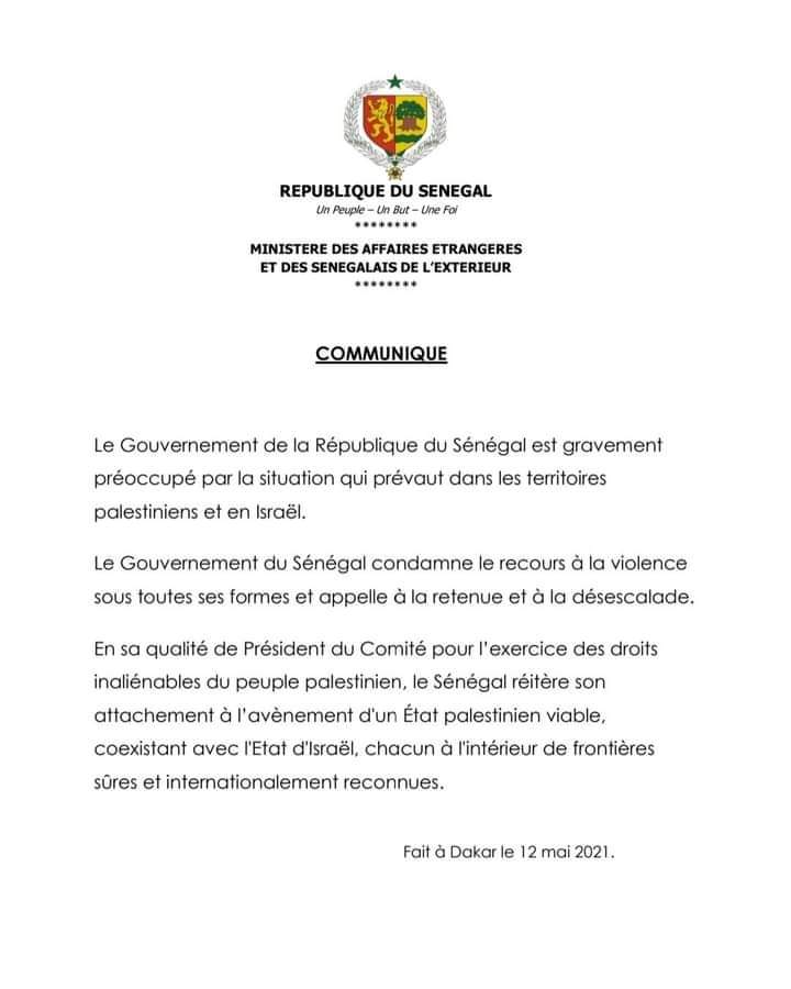 Affrontements à Jérusalem : le Sénégal condamne et appelle à la retenue