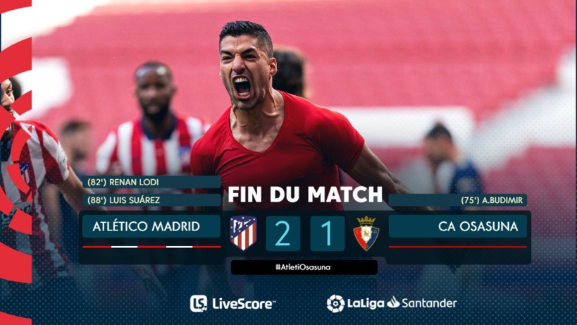 37e journée Liga: Suarez maintient les clés du titre entre les mains de l’Atlético de Madrid 37e journée Liga: Suarez maintient les clés du titre entre les mains de l’Atlético de Madrid